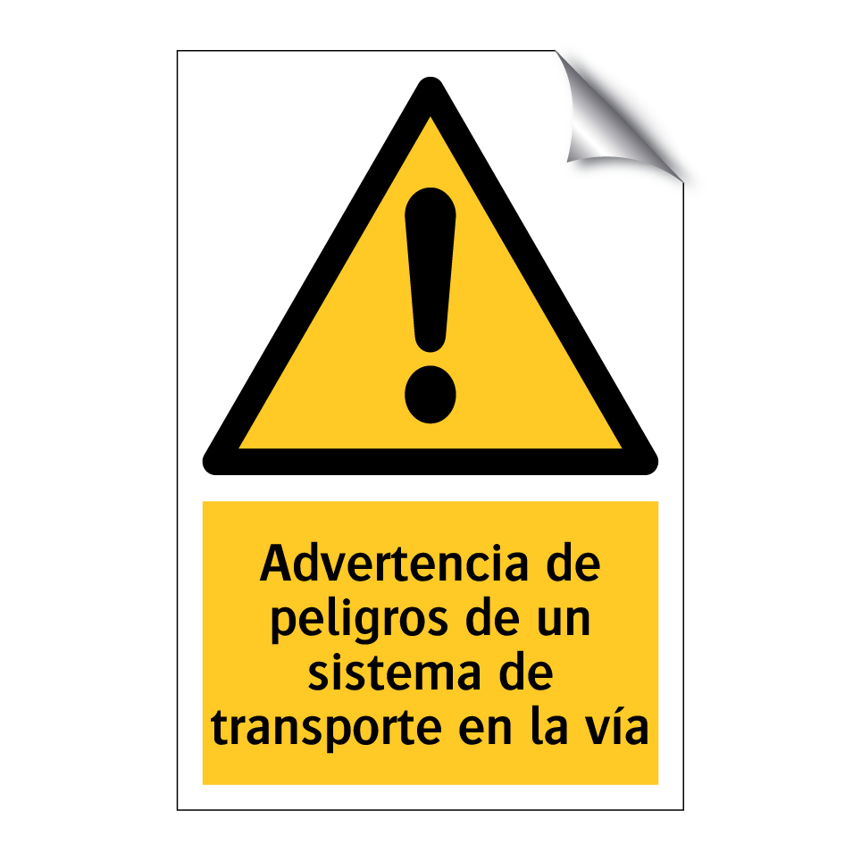 Advertencia de peligros de un sistema de transporte en la vía