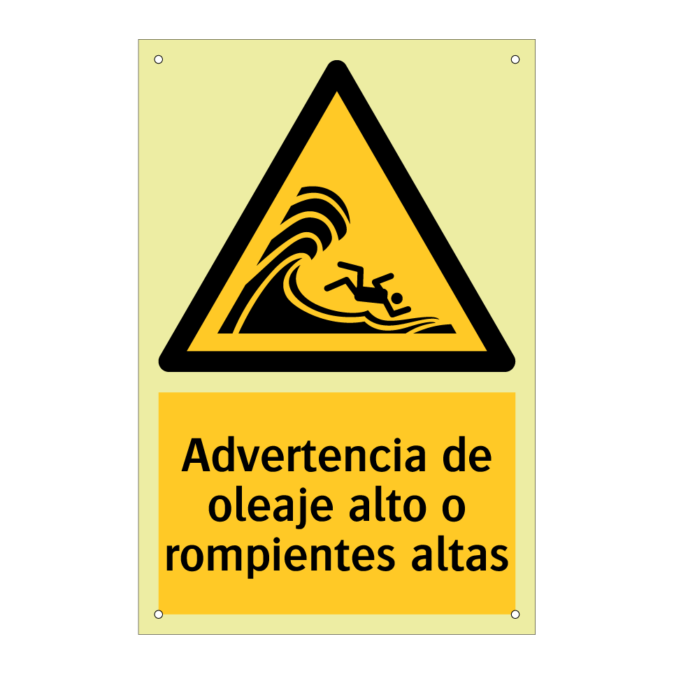 Advertencia de oleaje alto o rompientes altas