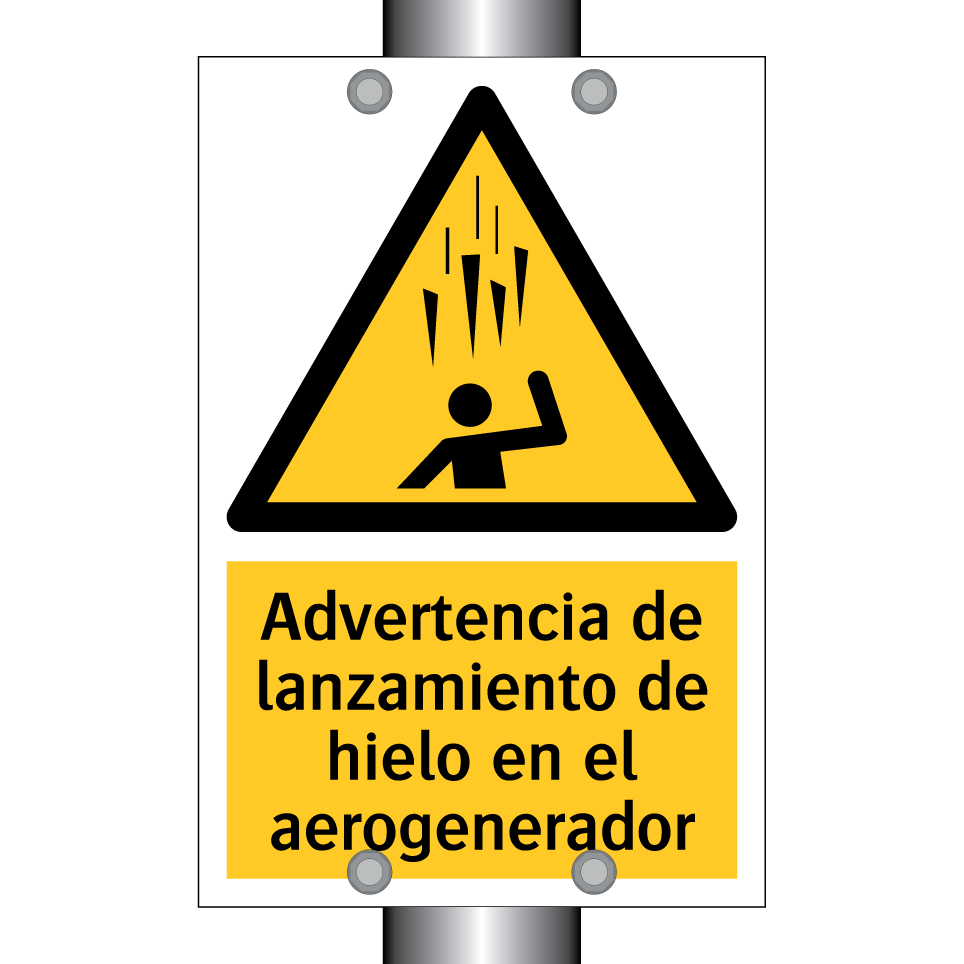 Advertencia de lanzamiento de hielo en el aerogenerador