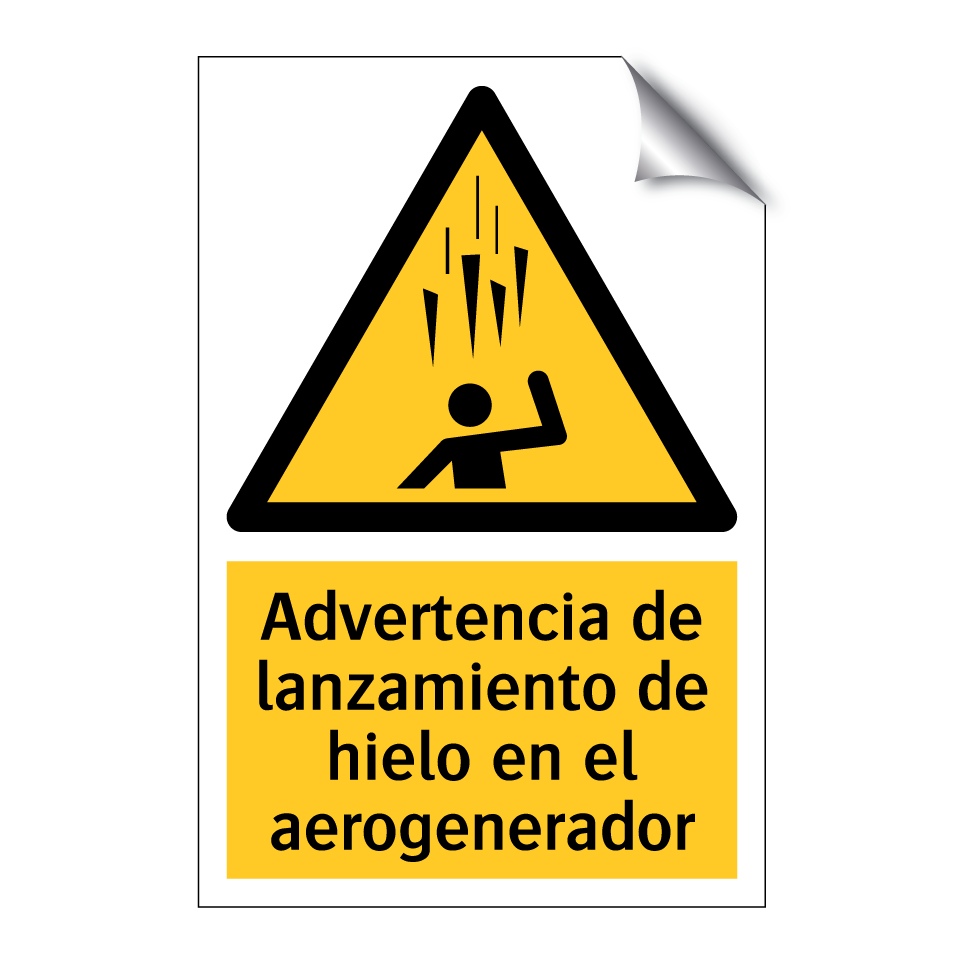 Advertencia de lanzamiento de hielo en el aerogenerador