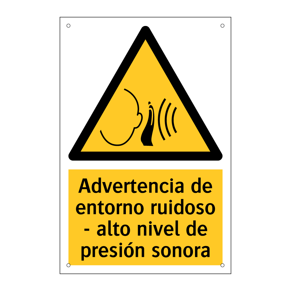 Advertencia de entorno ruidoso - alto nivel de presión sonora