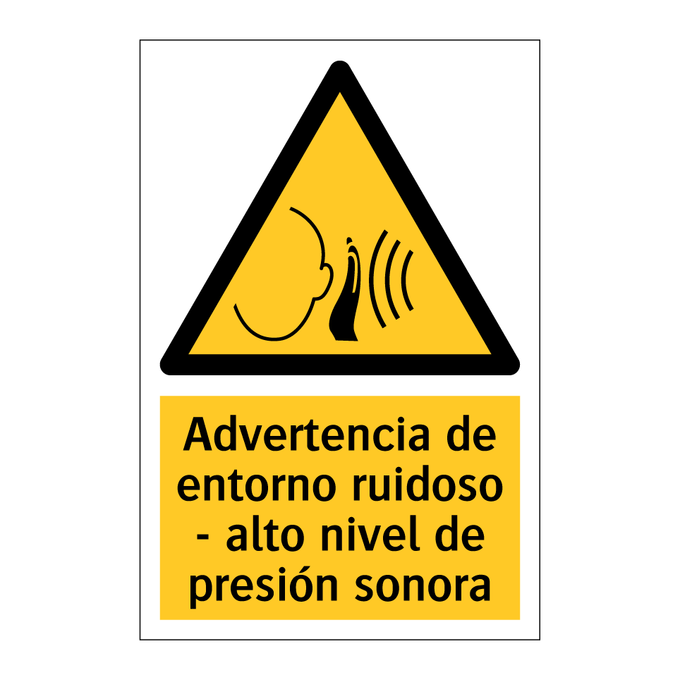 Advertencia de entorno ruidoso - alto nivel de presión sonora