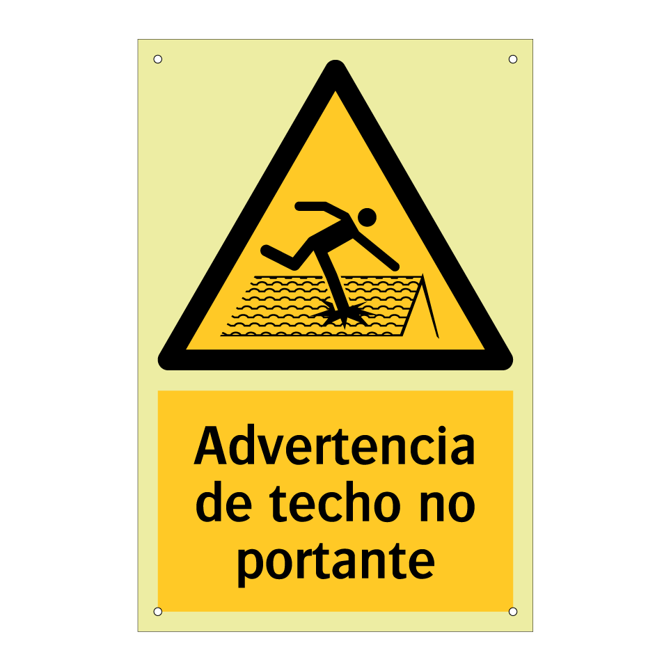 Advertencia de techo no portante