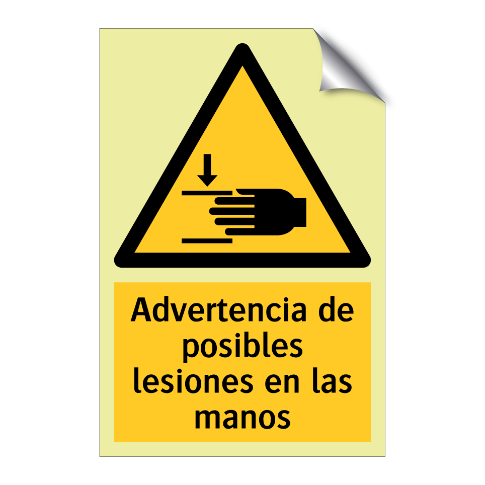 Advertencia de posibles lesiones en las manos
