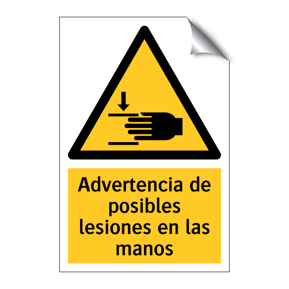 Advertencia de posibles lesiones en las manos