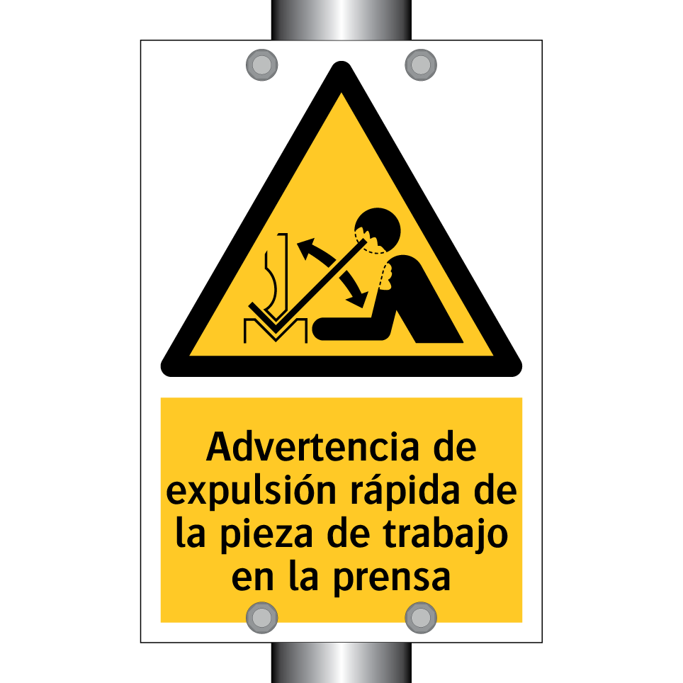 Advertencia de expulsión rápida de la pieza de trabajo en la prensa