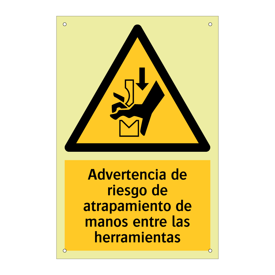 Advertencia de riesgo de atrapamiento de manos entre las herramientas