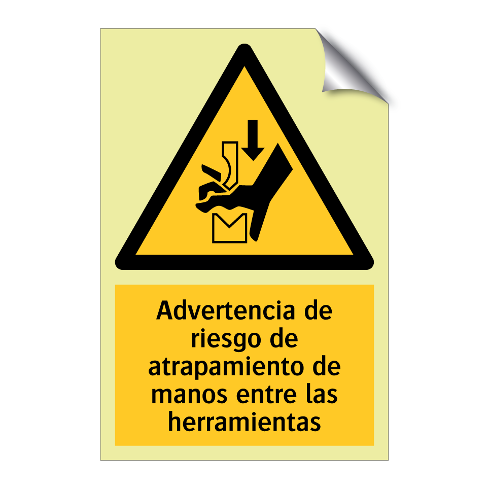 Advertencia de riesgo de atrapamiento de manos entre las herramientas