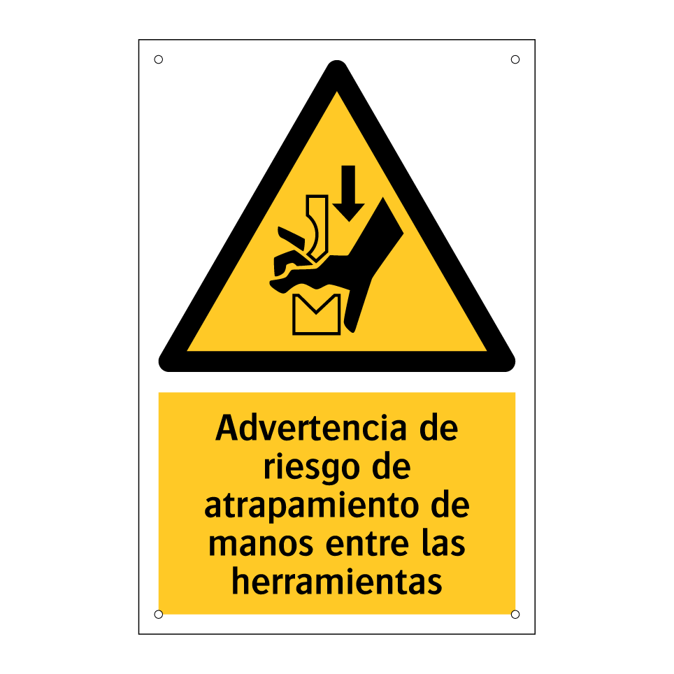 Advertencia de riesgo de atrapamiento de manos entre las herramientas