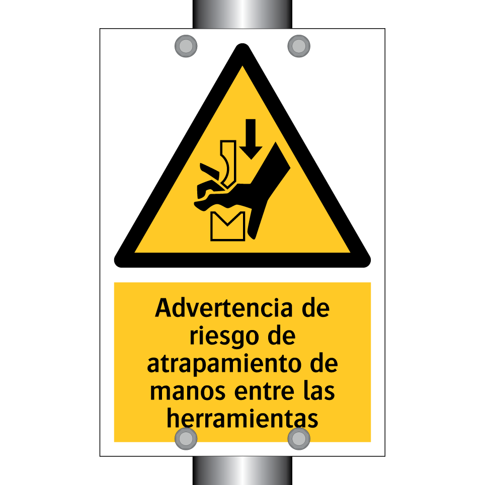 Advertencia de riesgo de atrapamiento de manos entre las herramientas