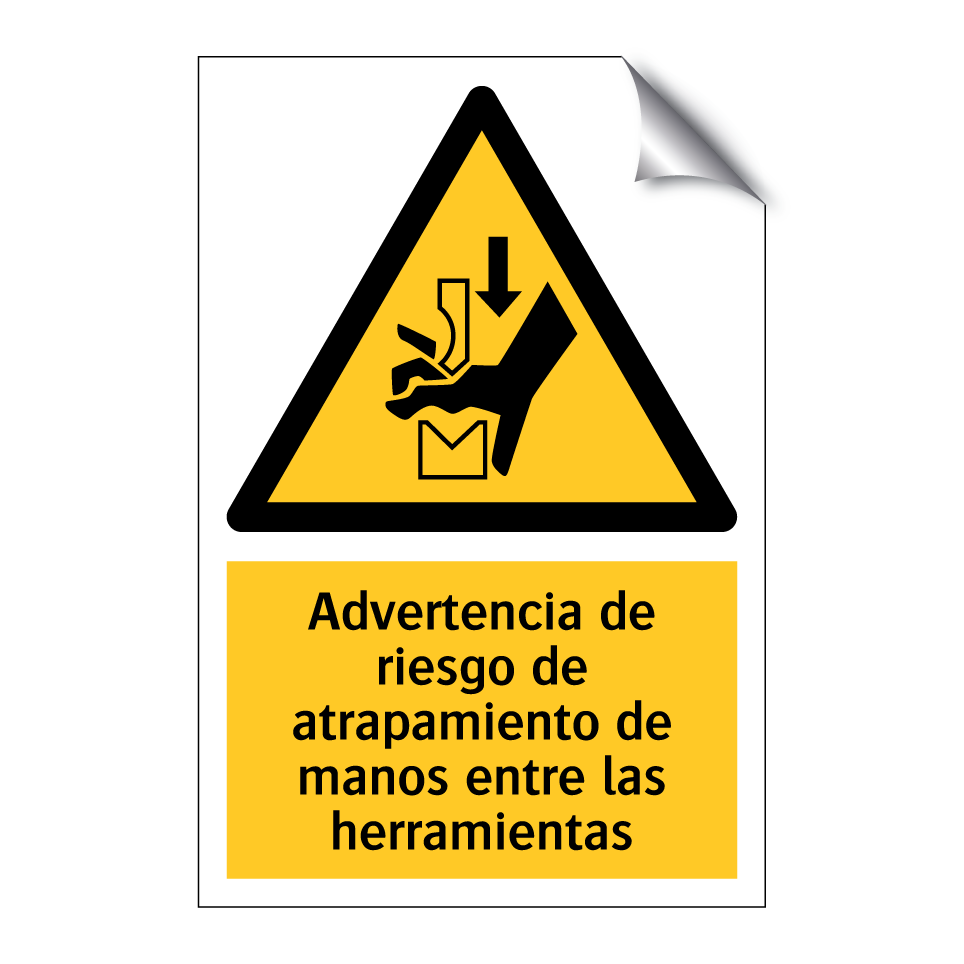 Advertencia de riesgo de atrapamiento de manos entre las herramientas