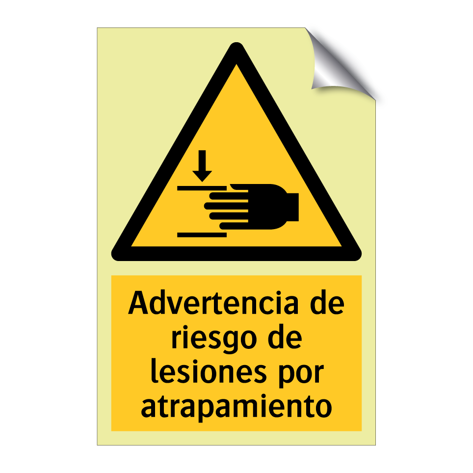 Advertencia de riesgo de lesiones por atrapamiento
