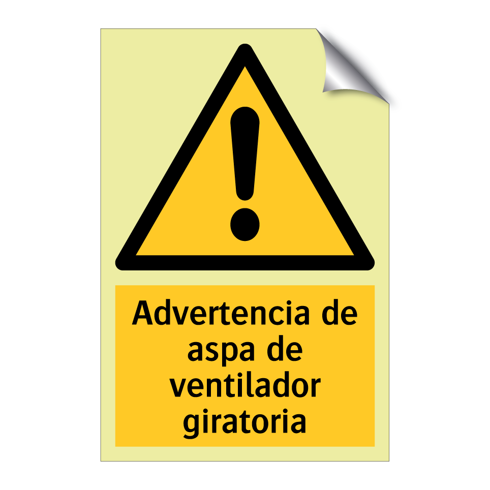 Advertencia de aspa de ventilador giratoria