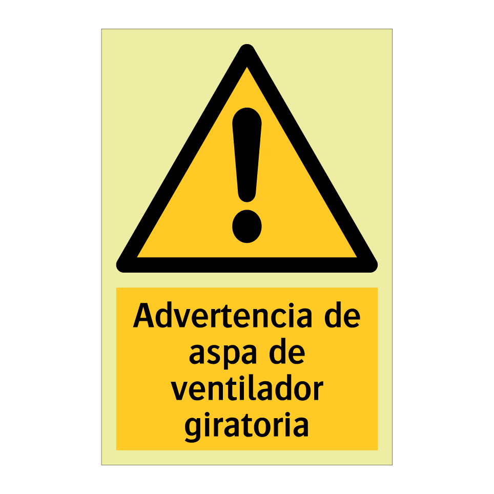 Advertencia de aspa de ventilador giratoria