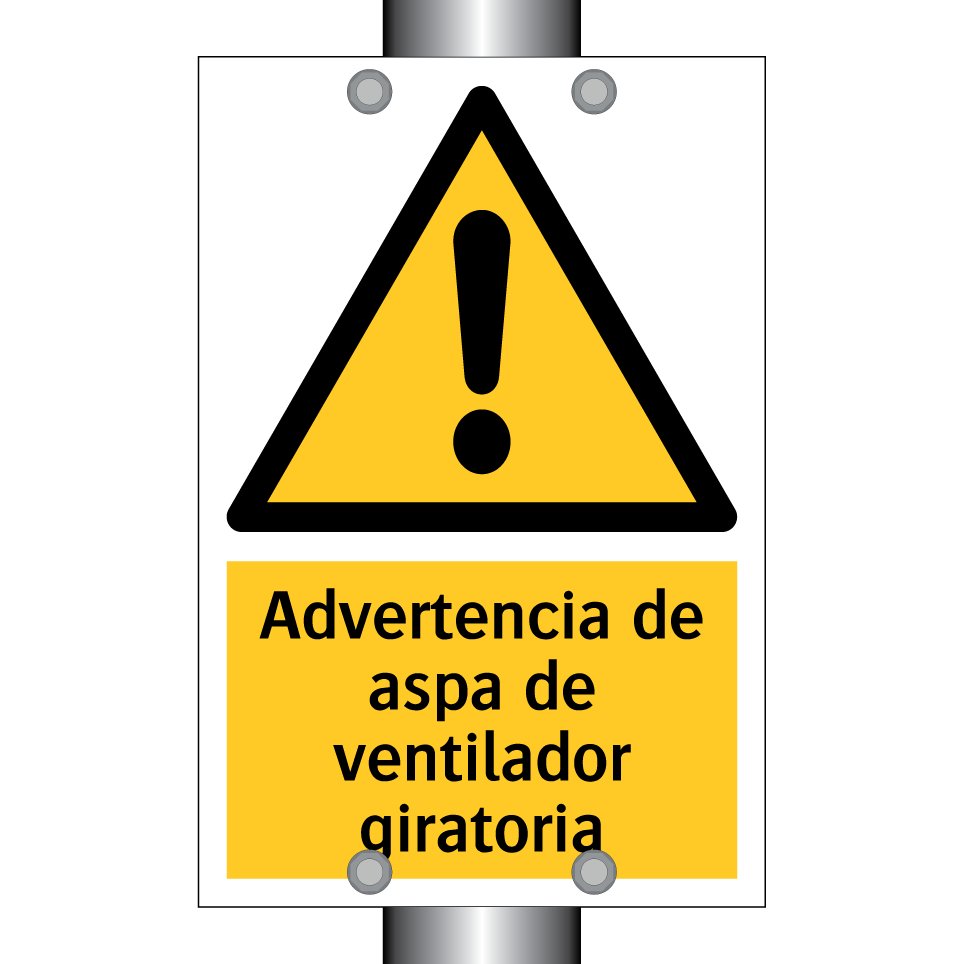 Advertencia de aspa de ventilador giratoria