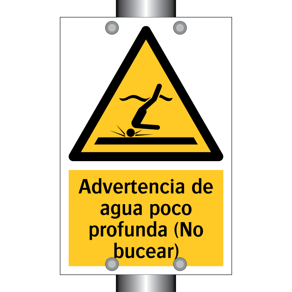 Advertencia de agua poco profunda (No bucear)