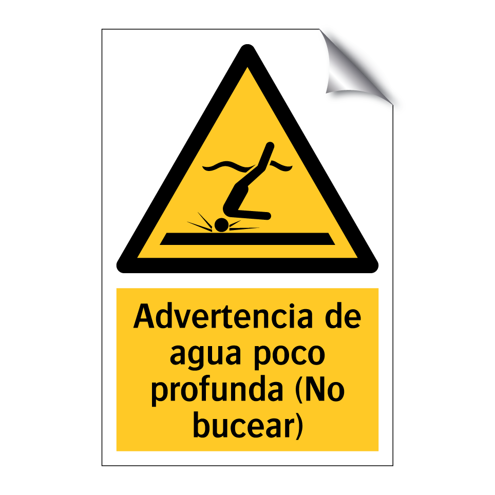 Advertencia de agua poco profunda (No bucear)