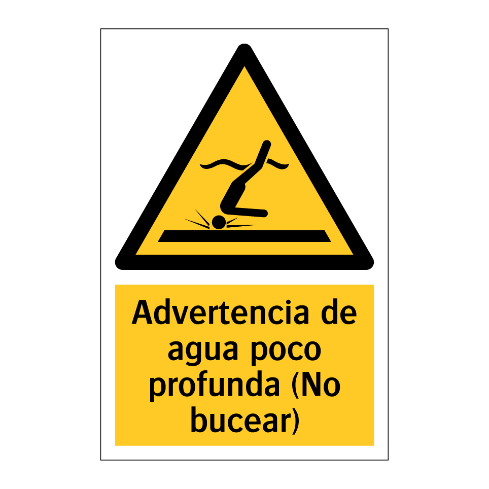 Advertencia de agua poco profunda (No bucear)