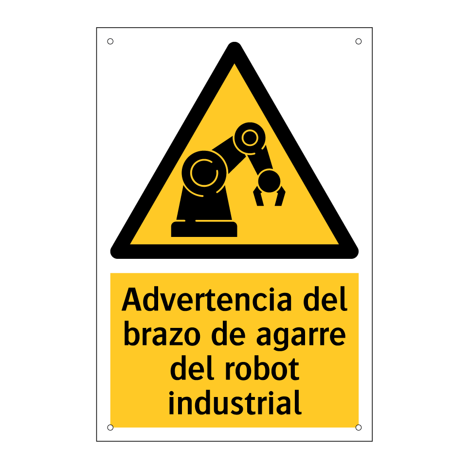 Advertencia del brazo de agarre del robot industrial
