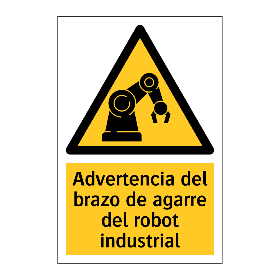 Advertencia del brazo de agarre del robot industrial