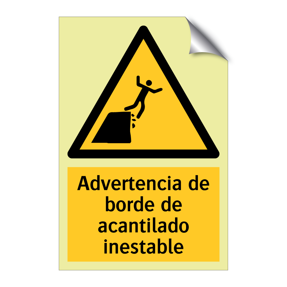 Advertencia de borde de acantilado inestable