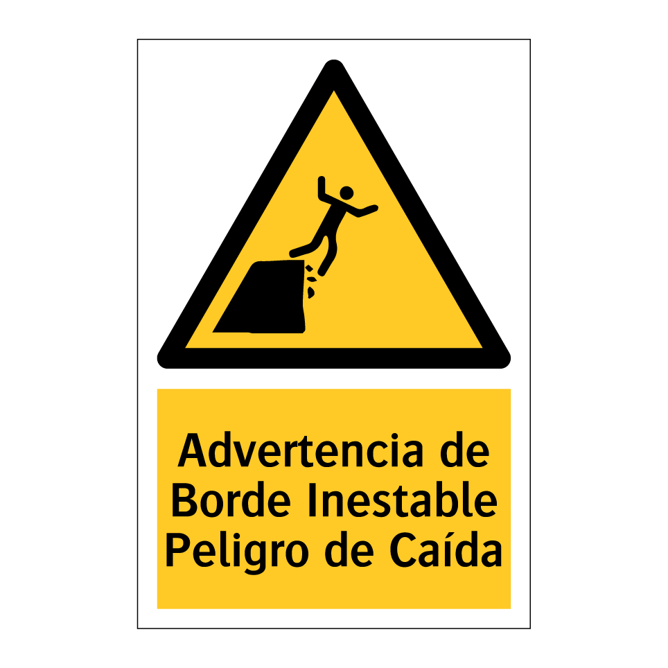 Advertencia de Borde Inestable Peligro de Caída