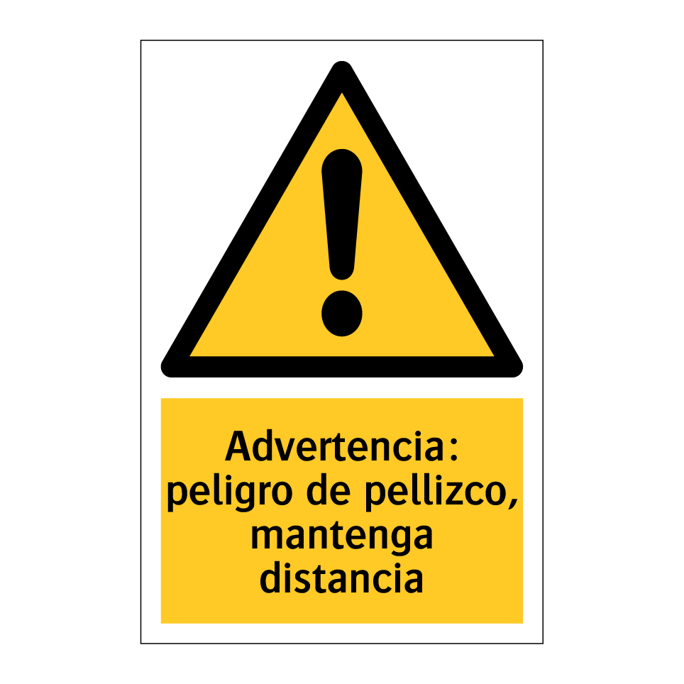 Advertencia: peligro de pellizco, mantenga distancia