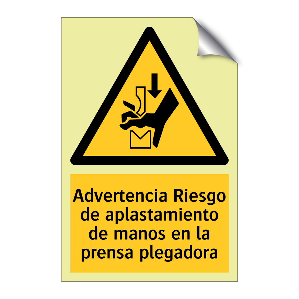 Advertencia Riesgo de aplastamiento de manos en la prensa plegadora