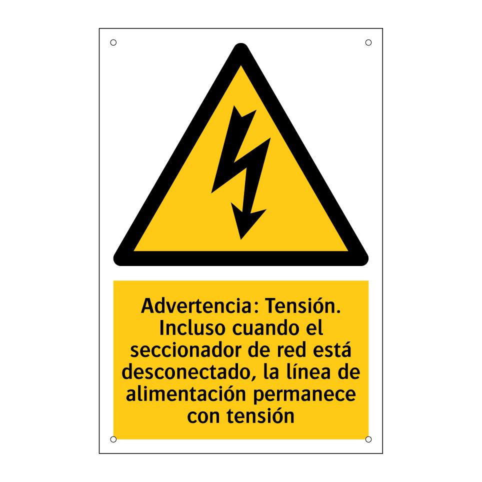 Advertencia: Tensión. Incluso cuando el seccionador de red está desconectado, la línea de alimentación permanece con tensión