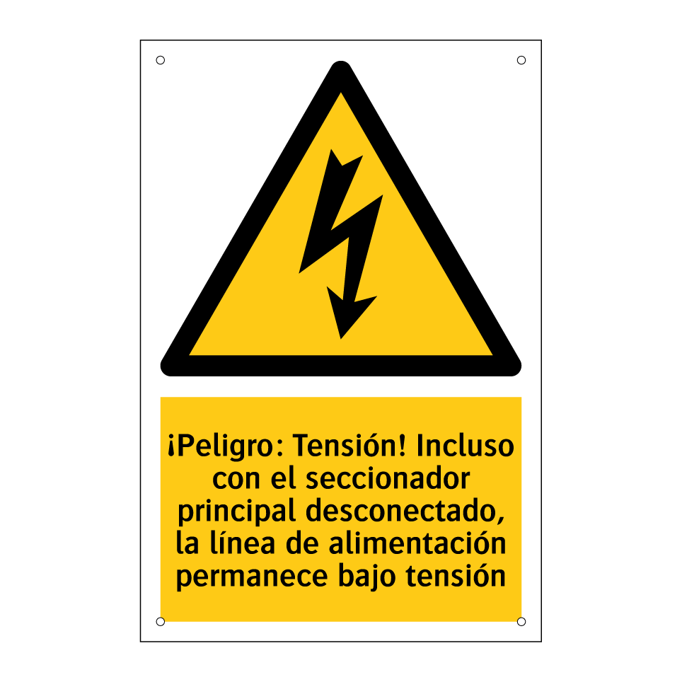 ¡Peligro: Tensión! Incluso con el seccionador principal desconectado, la línea de alimentación permanece bajo tensión