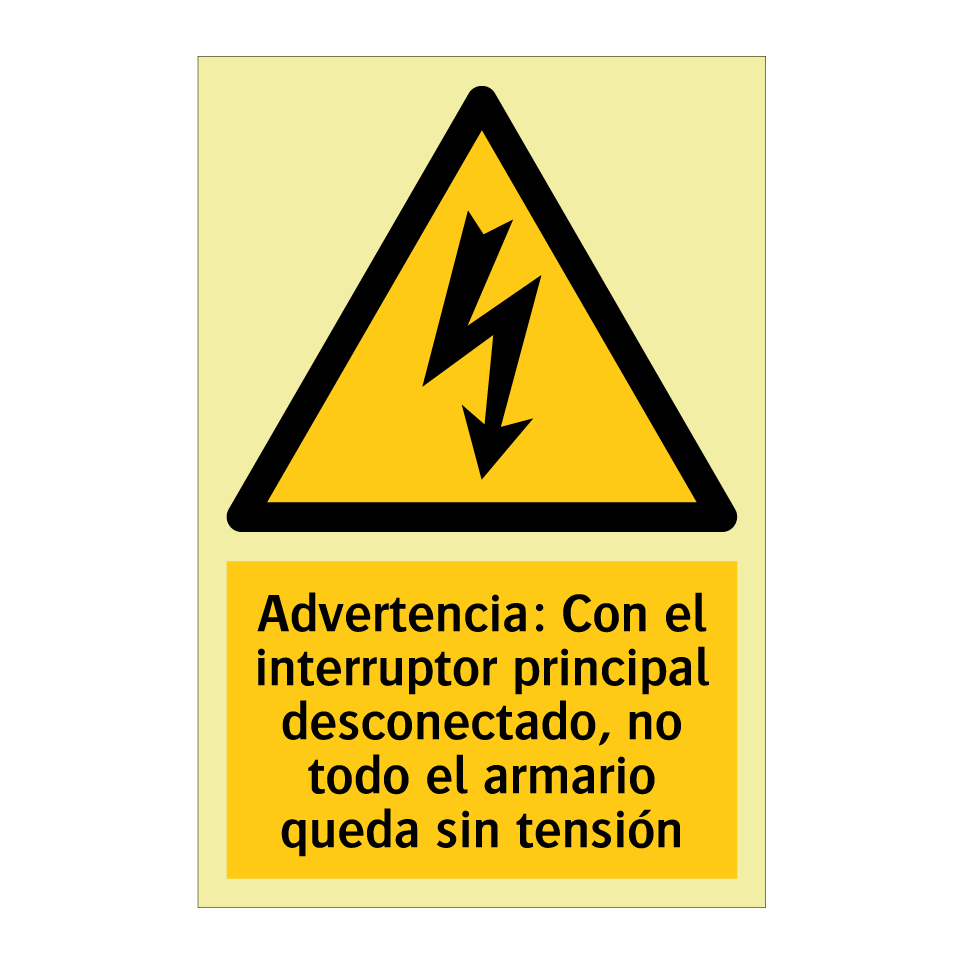Advertencia: Con el interruptor principal desconectado, no todo el armario queda sin tensión
