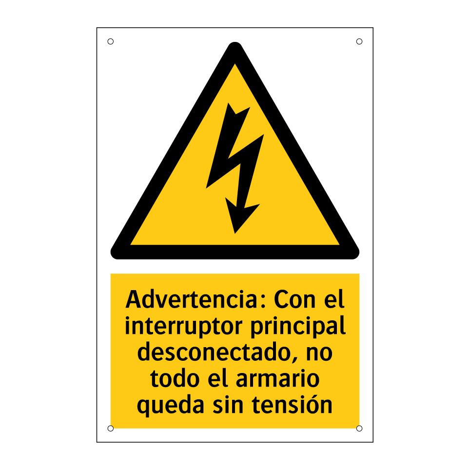 Advertencia: Con el interruptor principal desconectado, no todo el armario queda sin tensión