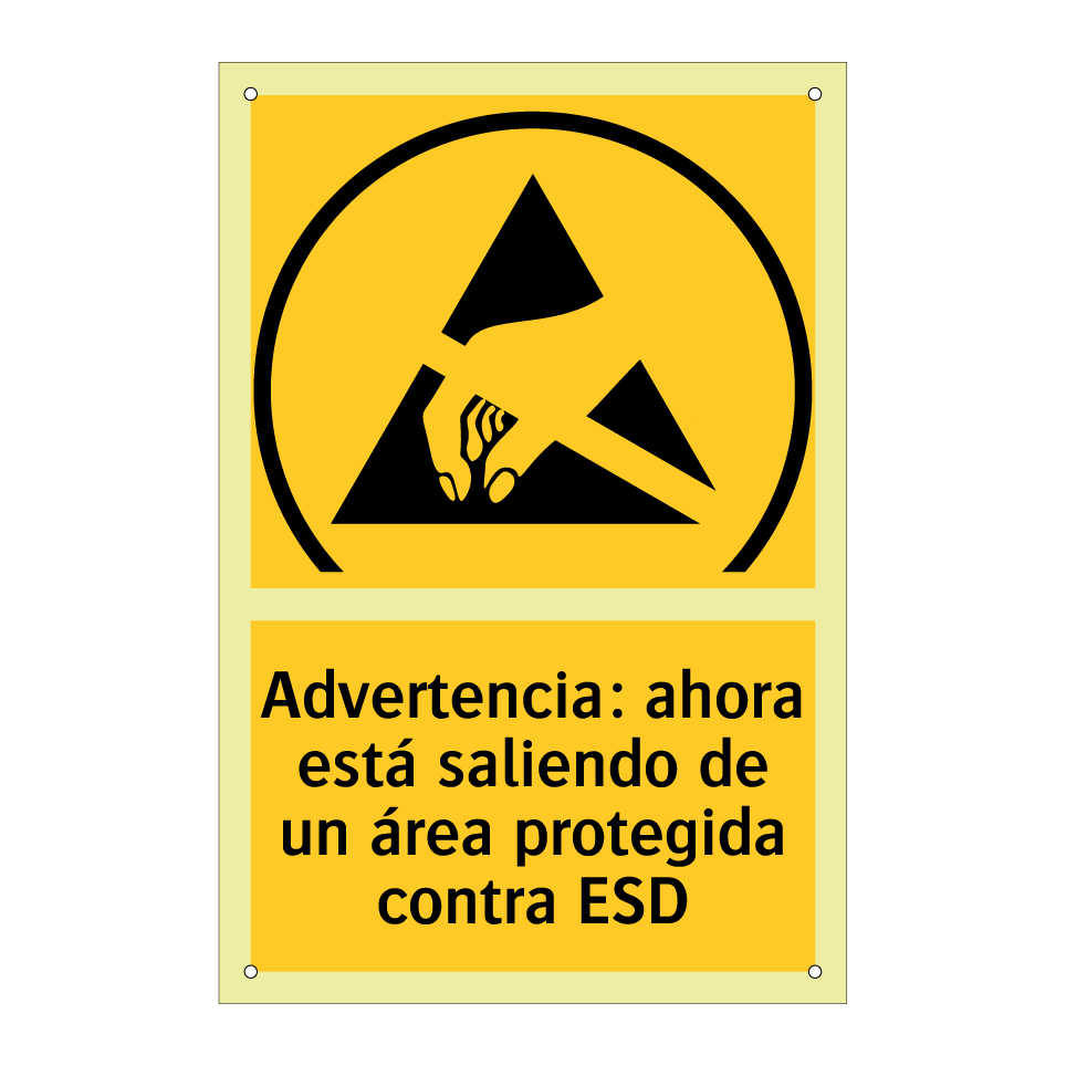 Advertencia: ahora está saliendo de un área protegida contra ESD