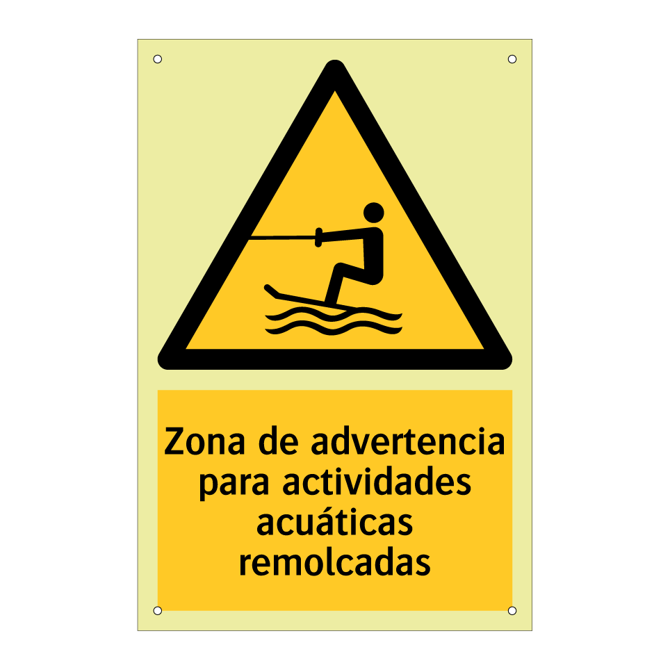Zona de advertencia para actividades acuáticas remolcadas
