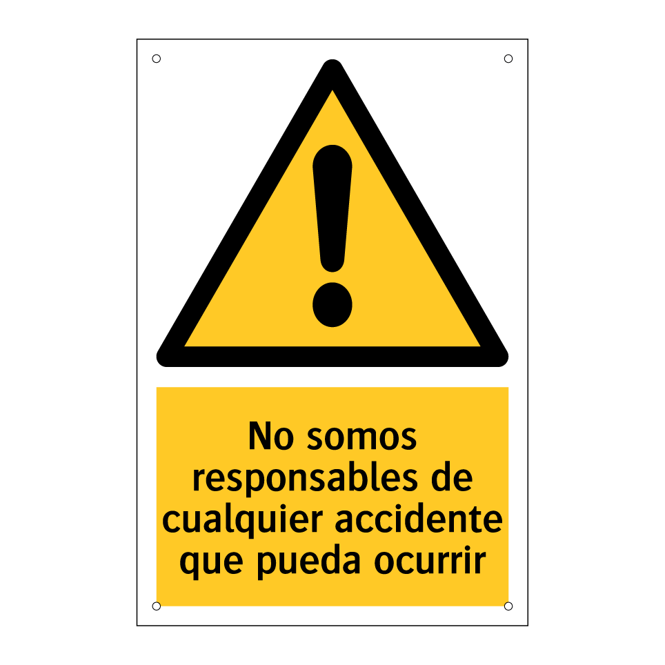 No somos responsables de cualquier accidente que pueda ocurrir