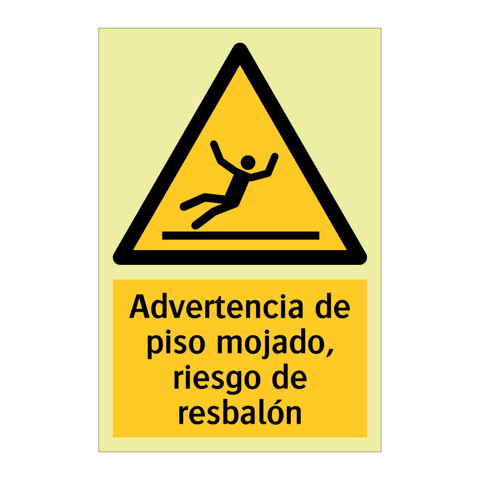 Advertencia de piso mojado, riesgo de resbalón