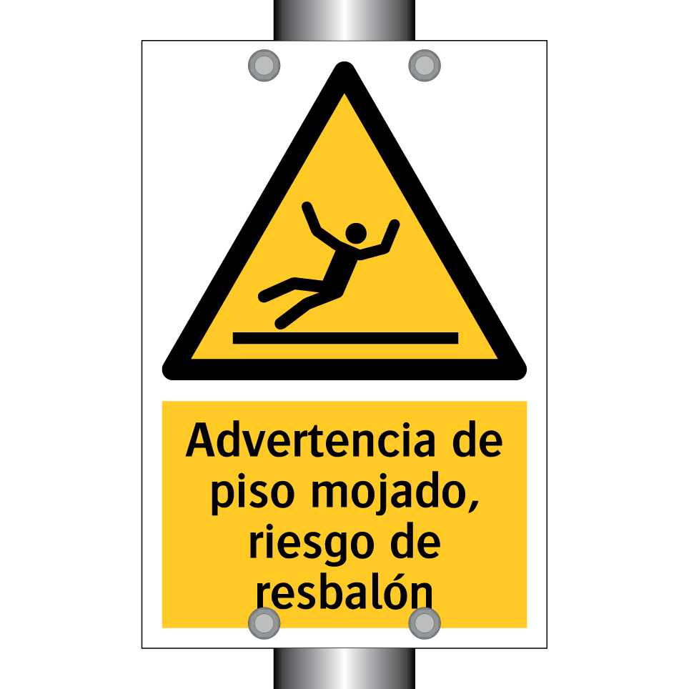 Advertencia de piso mojado, riesgo de resbalón