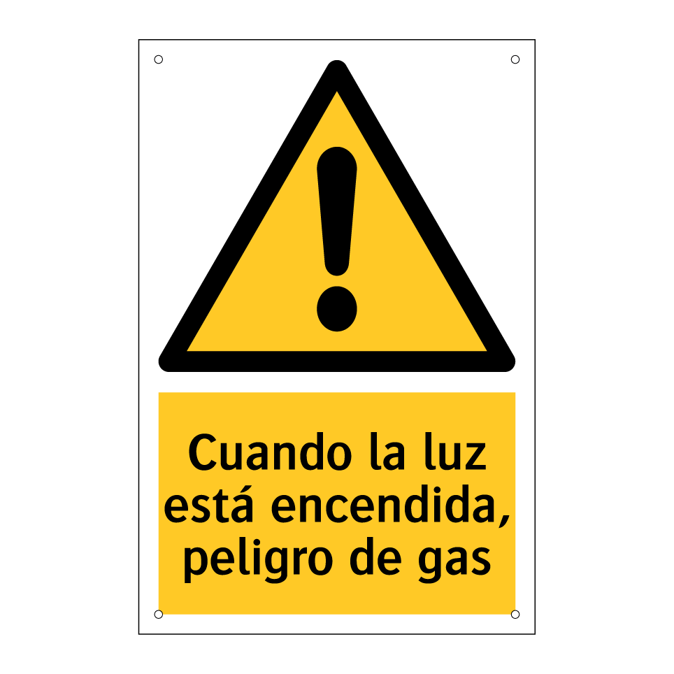 Cuando la luz está encendida, peligro de gas