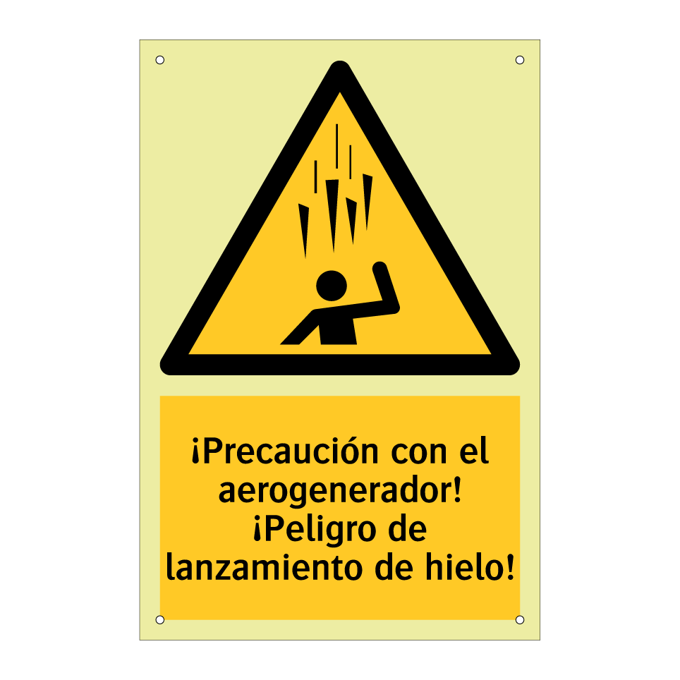 ¡Precaución con el aerogenerador! ¡Peligro de lanzamiento de hielo!