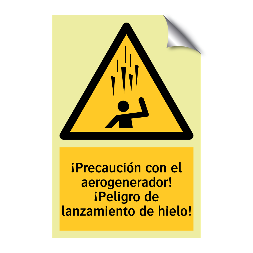 ¡Precaución con el aerogenerador! ¡Peligro de lanzamiento de hielo!