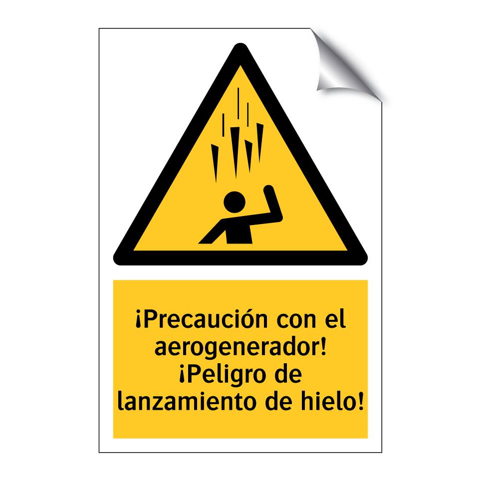 ¡Precaución con el aerogenerador! ¡Peligro de lanzamiento de hielo!
