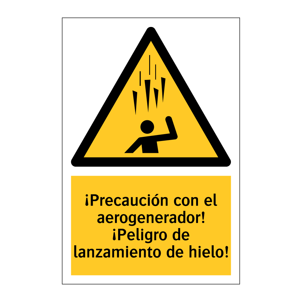 ¡Precaución con el aerogenerador! ¡Peligro de lanzamiento de hielo!