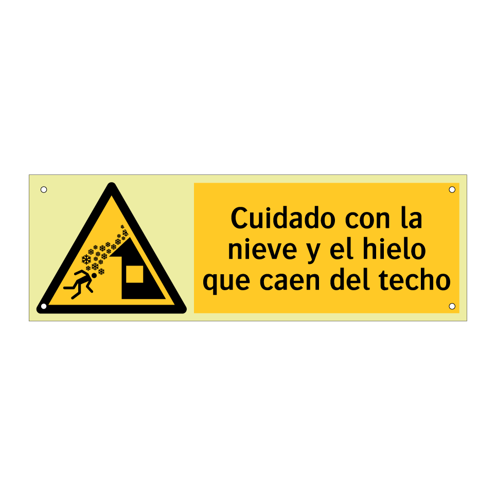 Cuidado con la nieve y el hielo que caen del techo