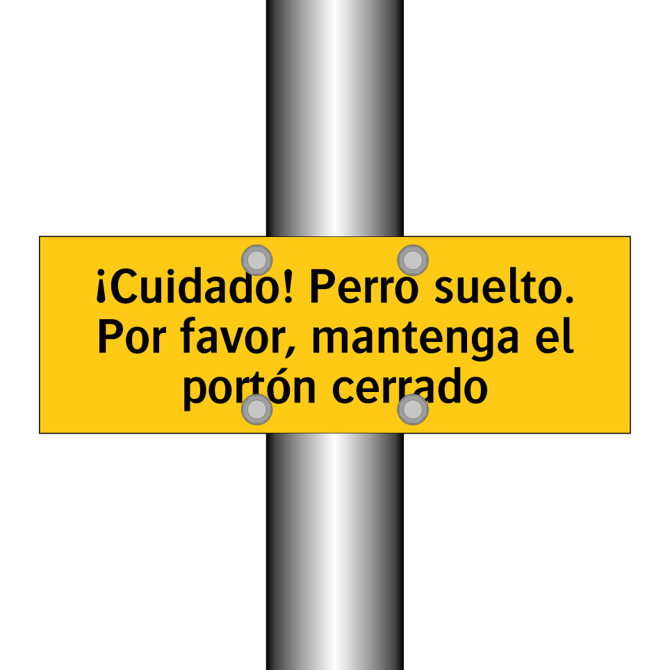 ¡Cuidado! Perro suelto. Por favor, mantenga el portón cerrado