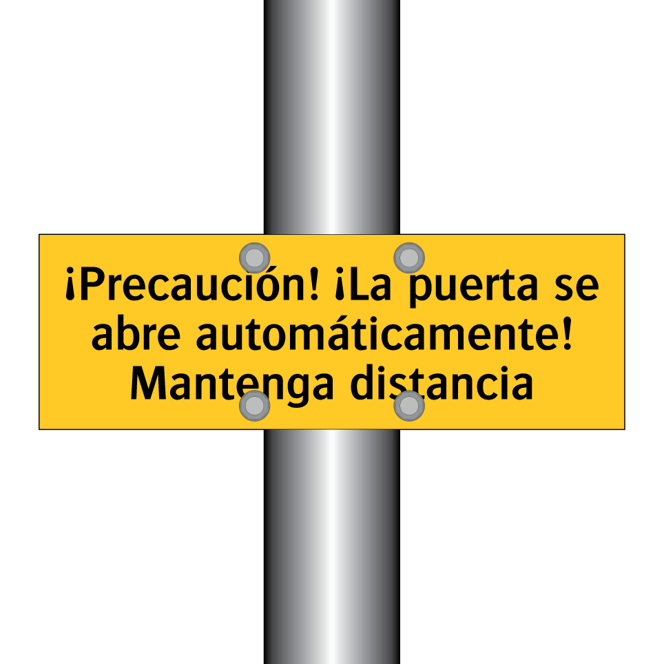¡Precaución! ¡La puerta se abre automáticamente! Mantenga distancia