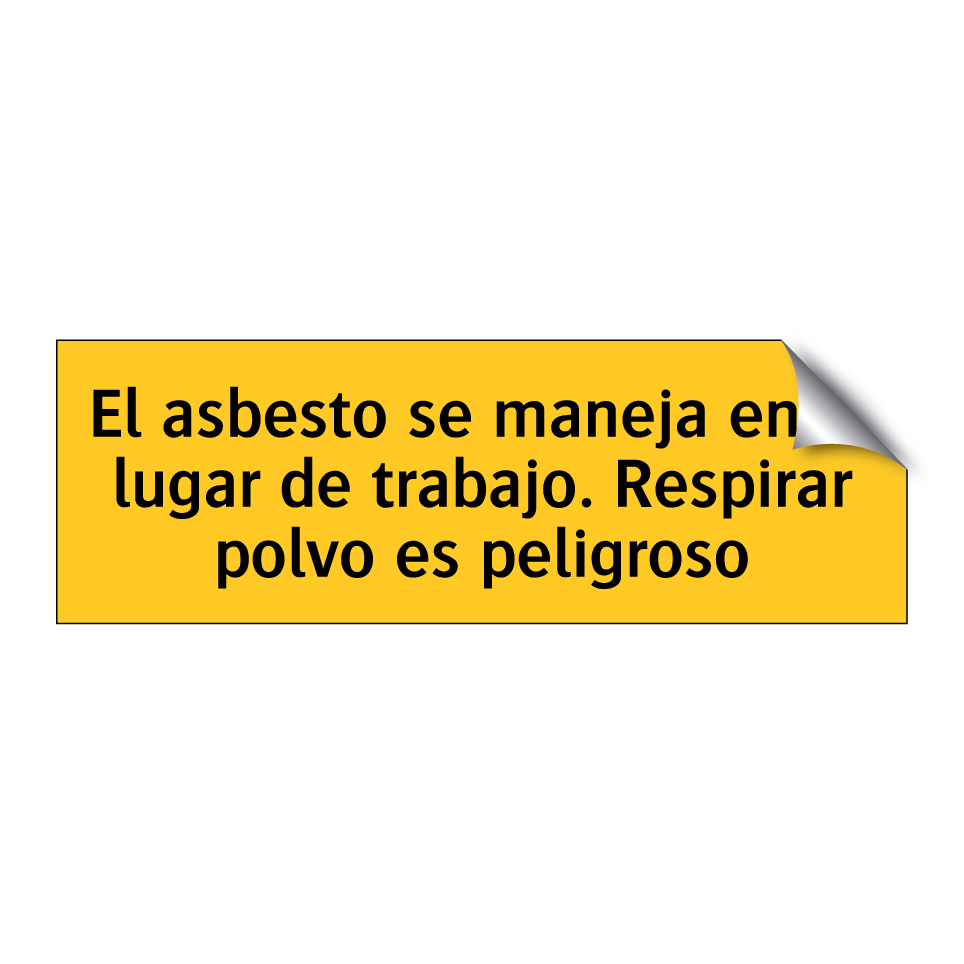El asbesto se maneja en el lugar de trabajo. Respirar polvo es peligroso