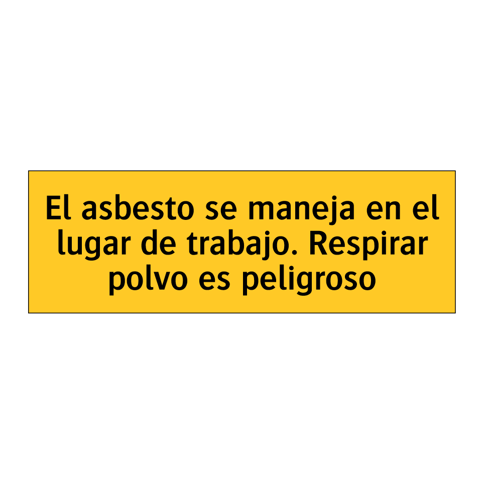 El asbesto se maneja en el lugar de trabajo. Respirar polvo es peligroso