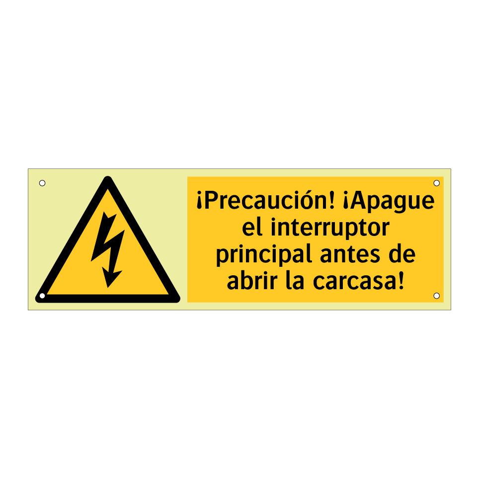 ¡Precaución! ¡Apague el interruptor principal antes de abrir la carcasa!