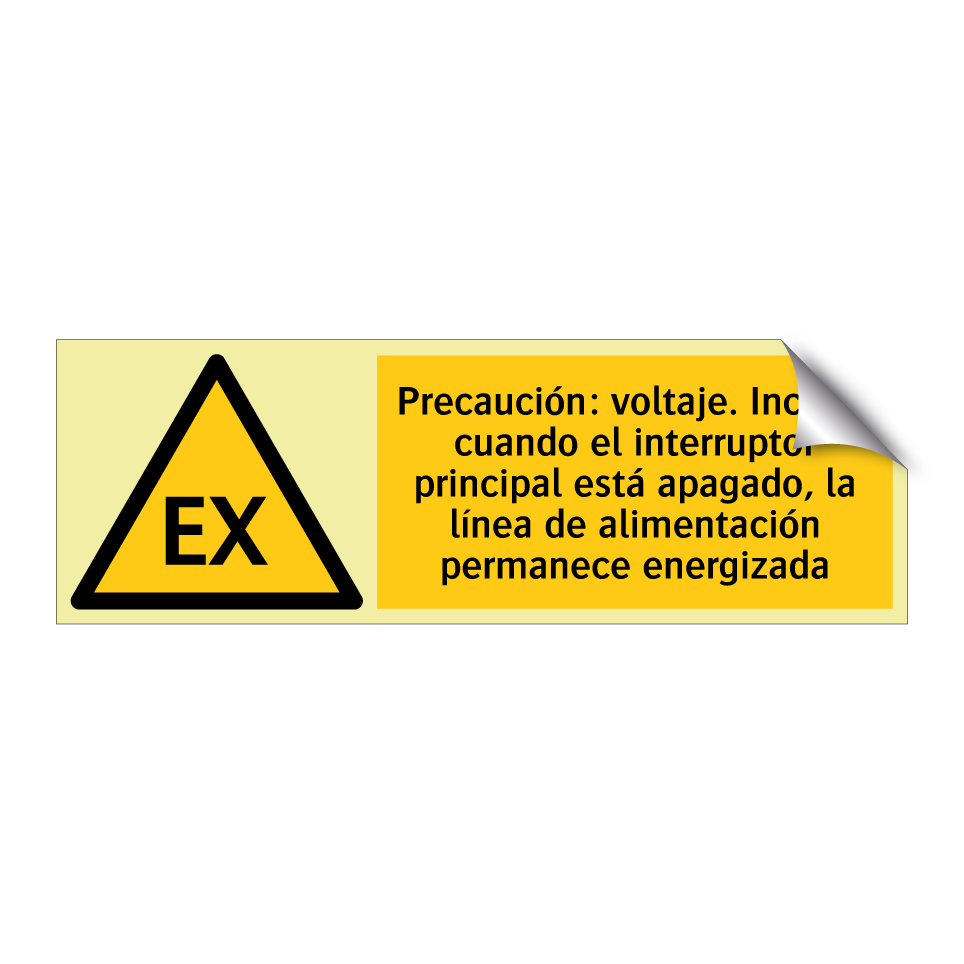 Precaución: voltaje. Incluso cuando el interruptor principal está apagado, la línea de alimentación permanece energizada