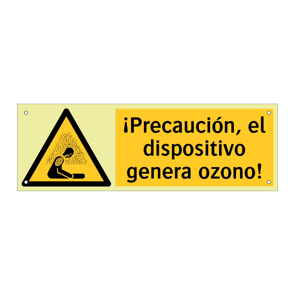 ¡Precaución, el dispositivo genera ozono!
